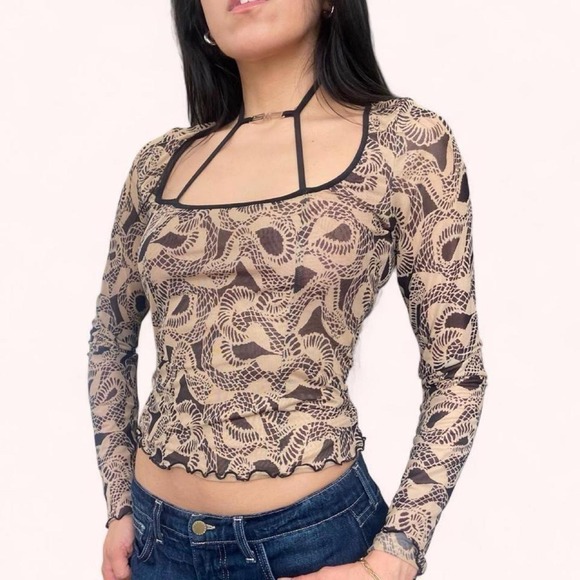 I.AM.GIA Tops - I.AM.GIA Micro Mesh Sheer Medusa Top Rave Party Top